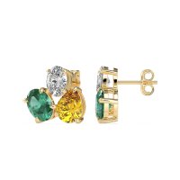 Oval & Pear Trio Stud Earrings