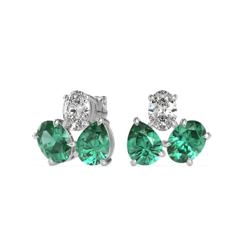 Oval & Pear Trio Stud Earrings
