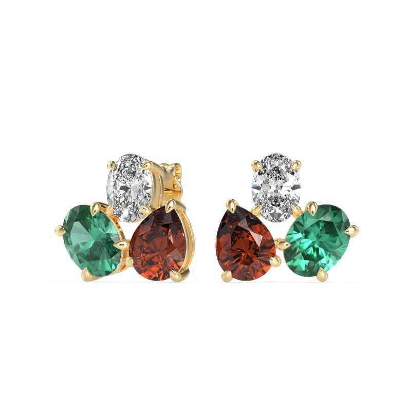 Oval & Pear Trio Stud Earrings