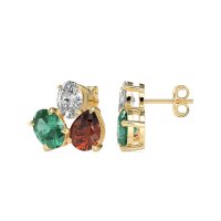 Oval & Pear Trio Stud Earrings
