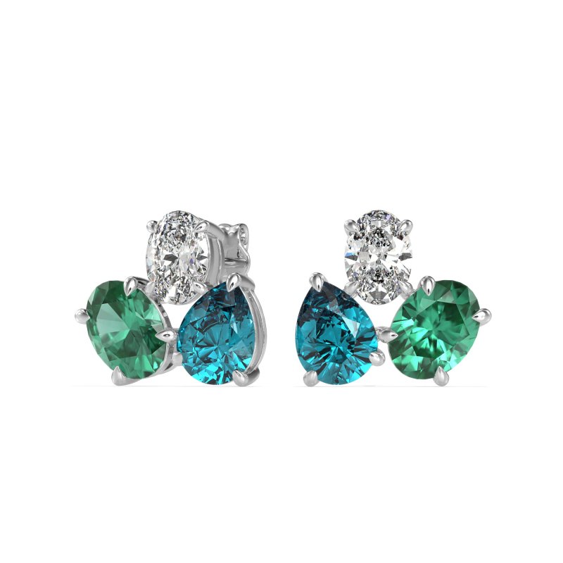 Oval & Pear Trio Stud Earrings