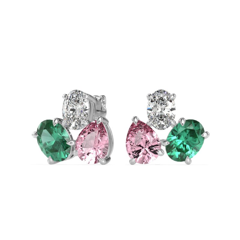 Oval & Pear Trio Stud Earrings