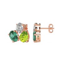 Oval & Pear Trio Stud Earrings