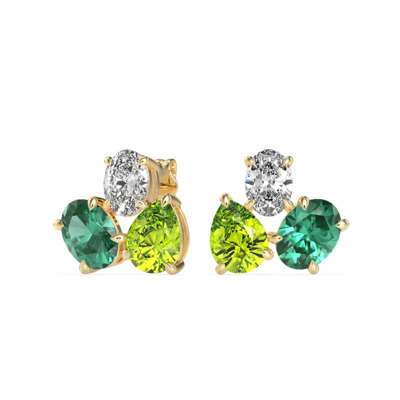 Oval & Pear Trio Stud Earrings