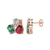 Oval & Pear Trio Stud Earrings