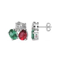 Oval & Pear Trio Stud Earrings