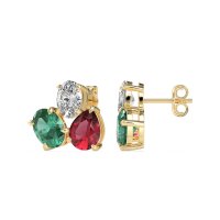 Oval & Pear Trio Stud Earrings