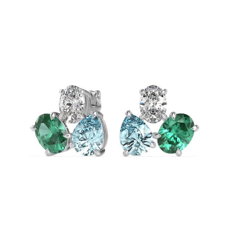 Oval & Pear Trio Stud Earrings