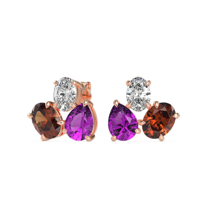 Oval & Pear Trio Stud Earrings