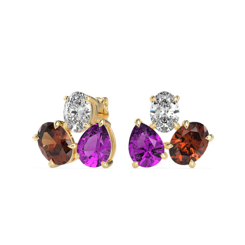 Oval & Pear Trio Stud Earrings