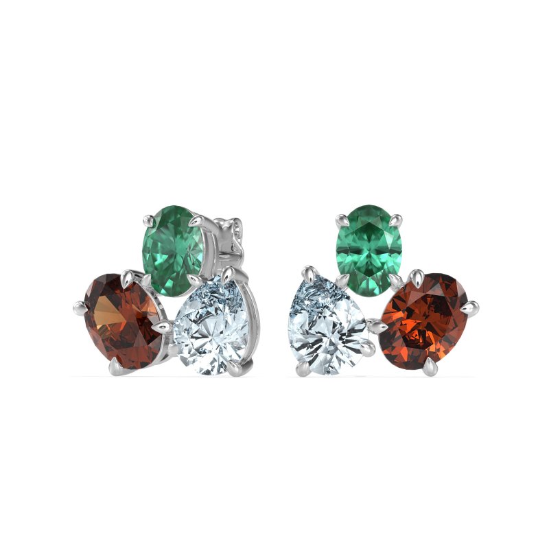 Oval & Pear Trio Stud Earrings