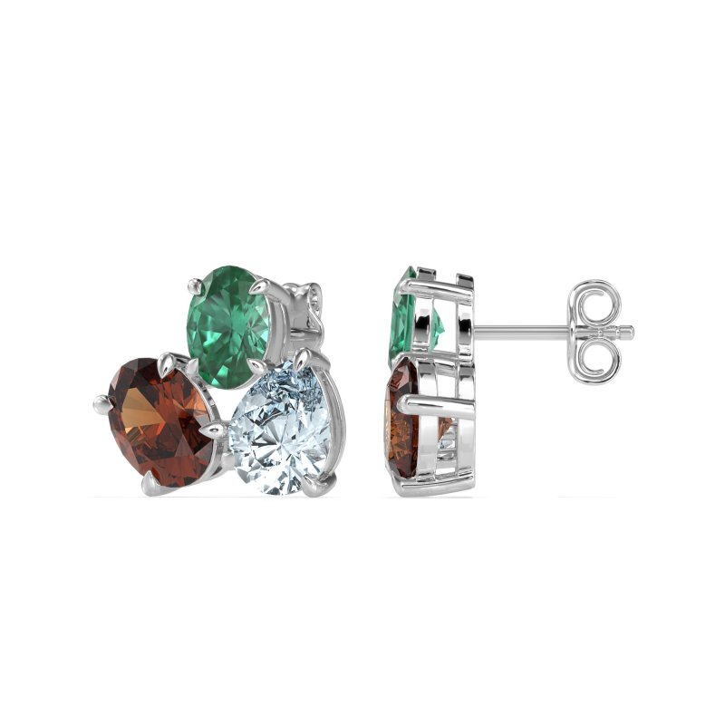 Oval & Pear Trio Stud Earrings