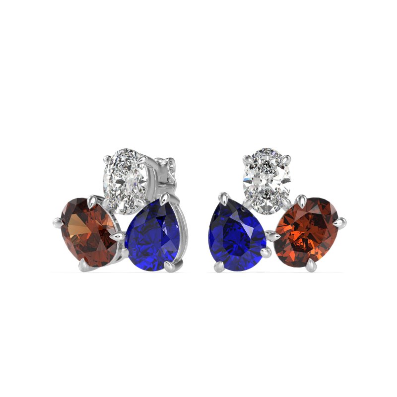 Oval & Pear Trio Stud Earrings