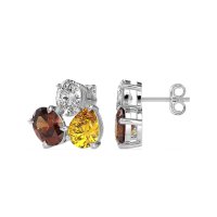 Oval & Pear Trio Stud Earrings