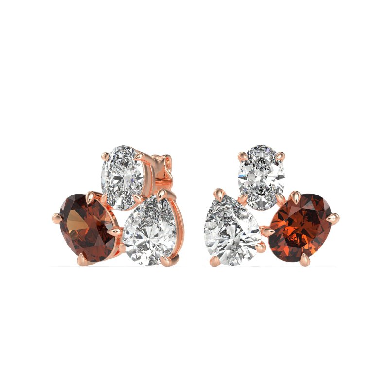 Oval & Pear Trio Stud Earrings