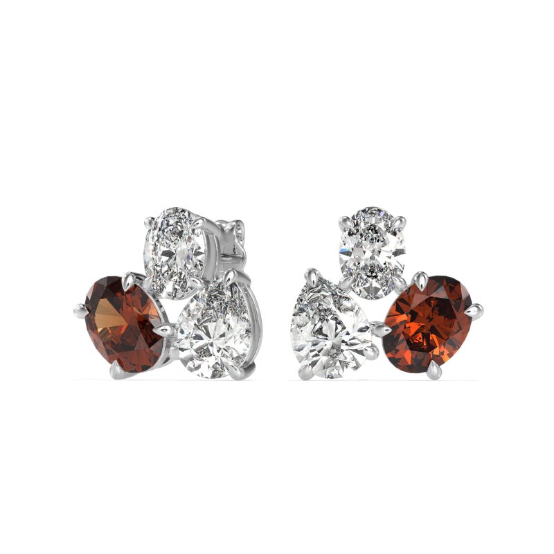 Oval & Pear Trio Stud Earrings