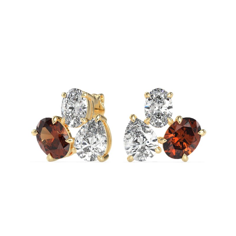 Oval & Pear Trio Stud Earrings