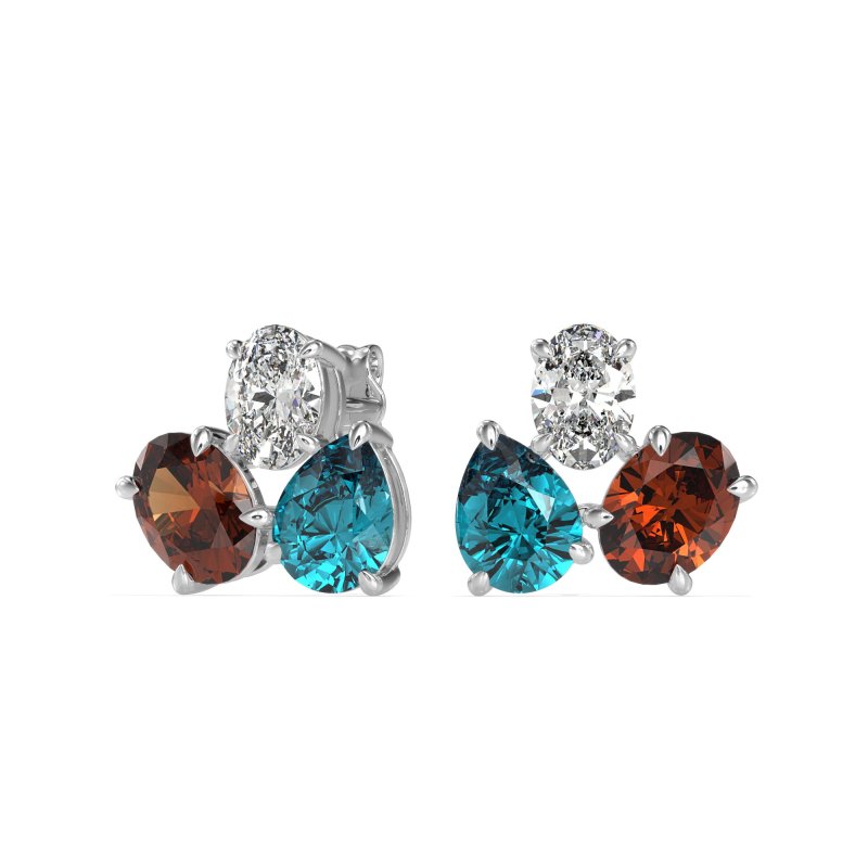 Oval & Pear Trio Stud Earrings