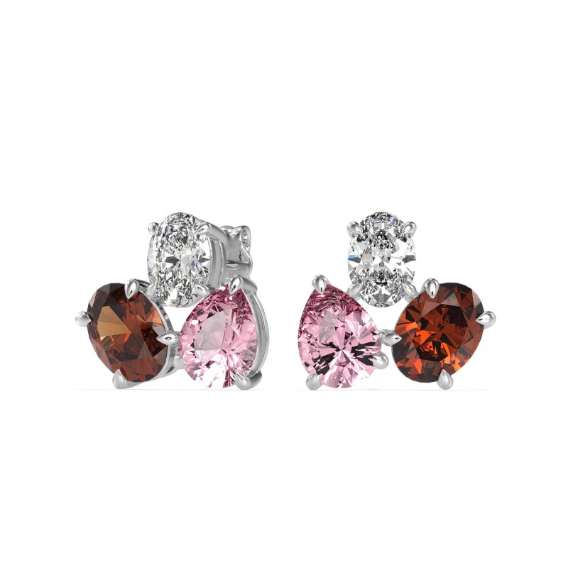 Oval & Pear Trio Stud Earrings