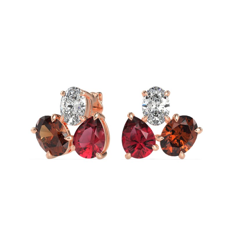 Oval & Pear Trio Stud Earrings