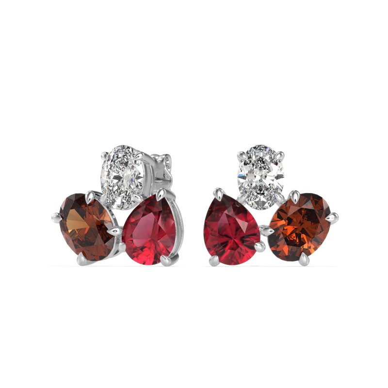 Oval & Pear Trio Stud Earrings