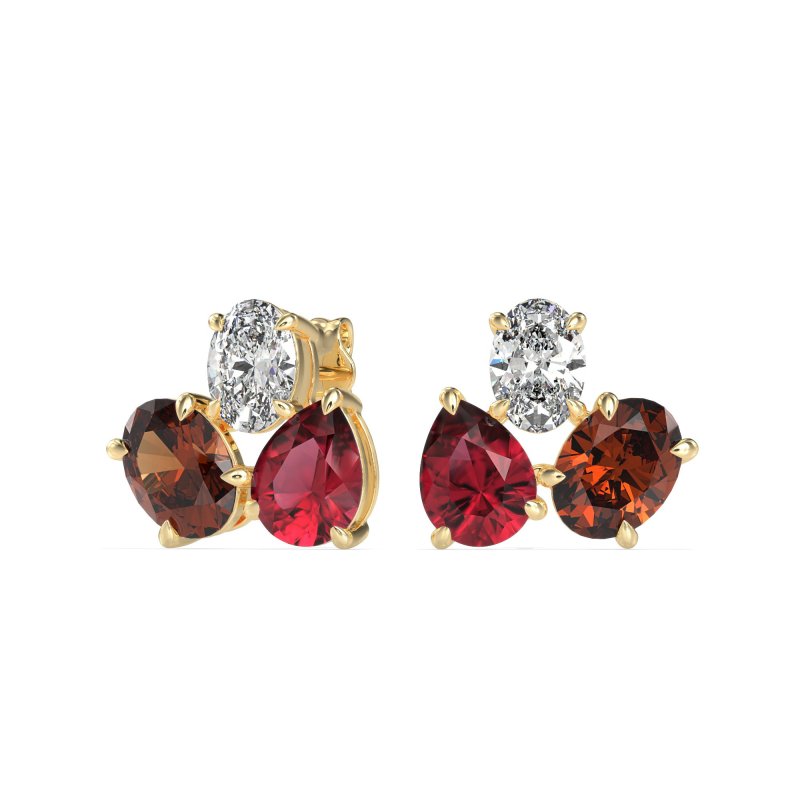 Oval & Pear Trio Stud Earrings