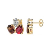 Oval & Pear Trio Stud Earrings