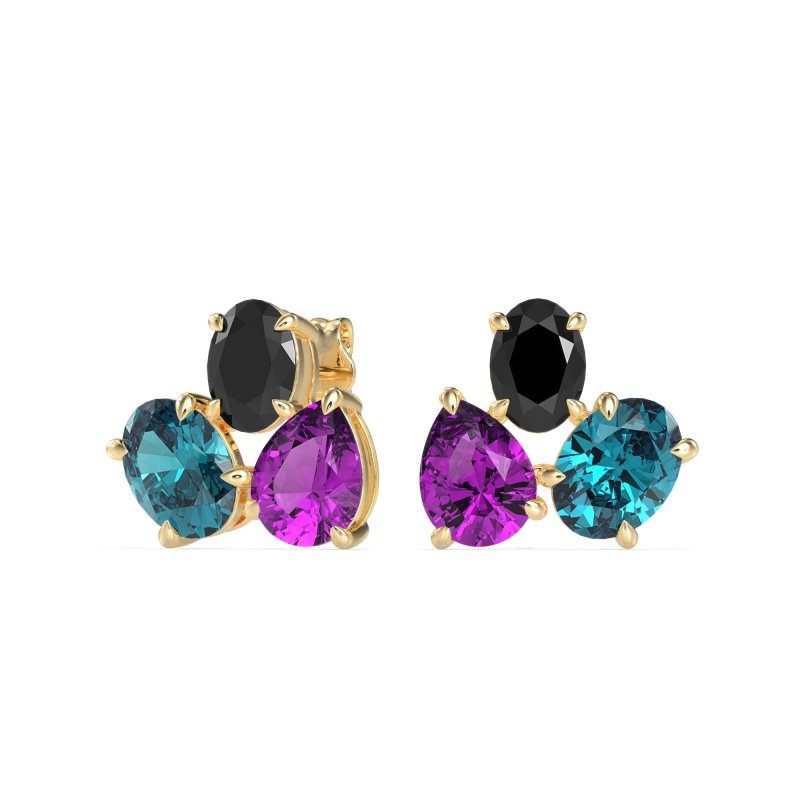 Oval & Pear Trio Stud Earrings