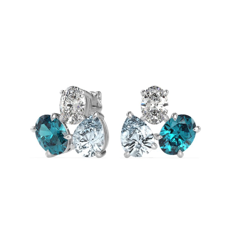 Oval & Pear Trio Stud Earrings