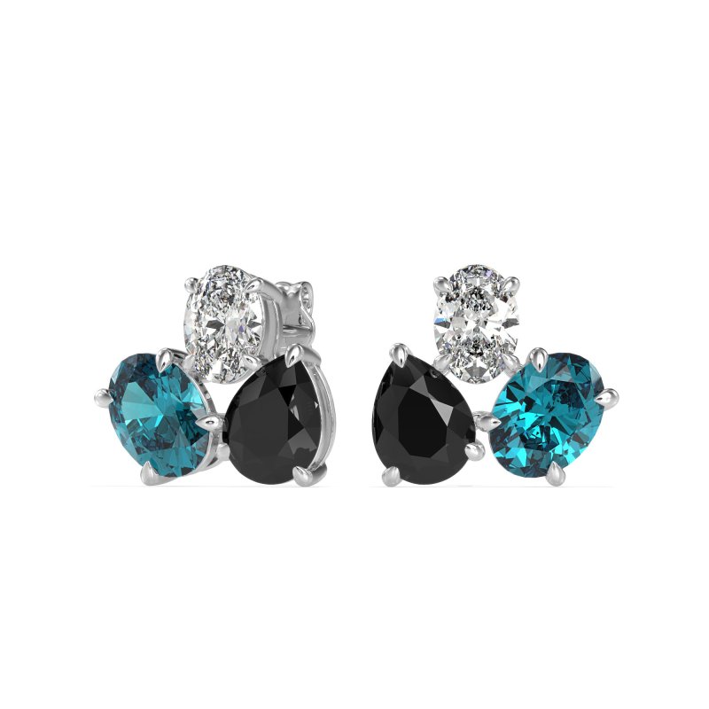 Oval & Pear Trio Stud Earrings