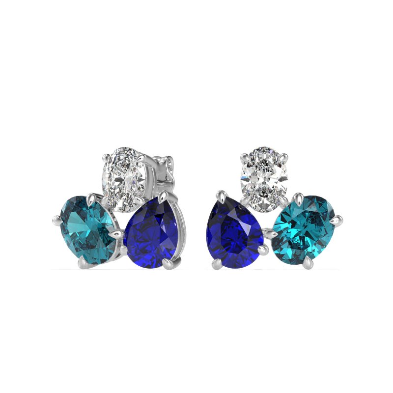 Oval & Pear Trio Stud Earrings