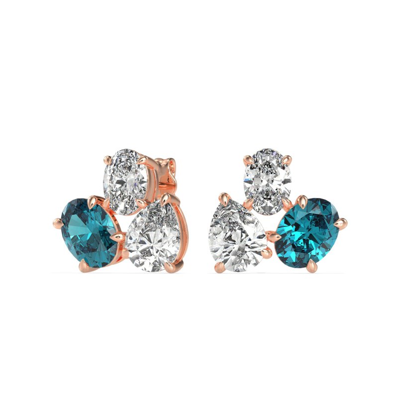 Oval & Pear Trio Stud Earrings