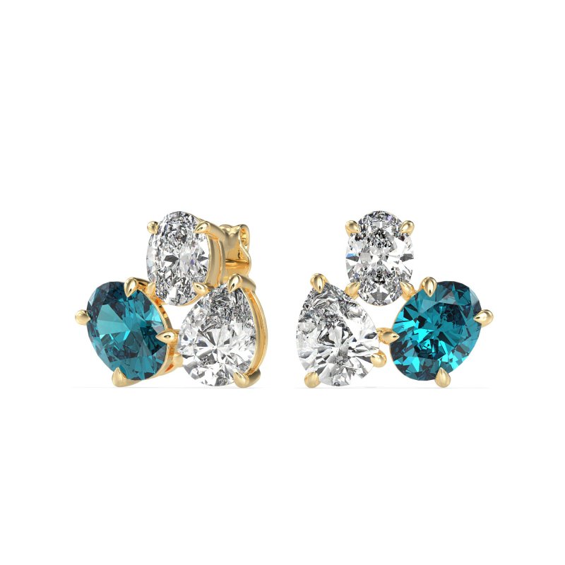 Oval & Pear Trio Stud Earrings