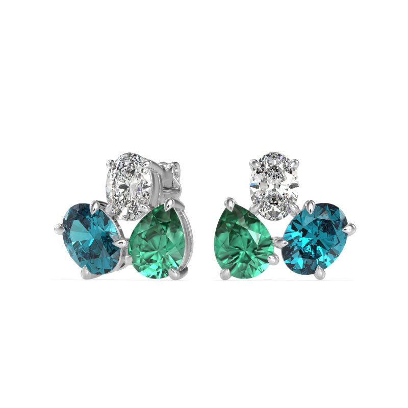 Oval & Pear Trio Stud Earrings