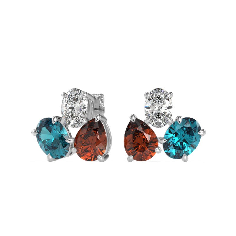 Oval & Pear Trio Stud Earrings