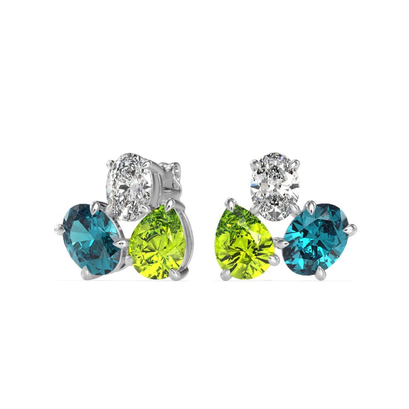 Oval & Pear Trio Stud Earrings
