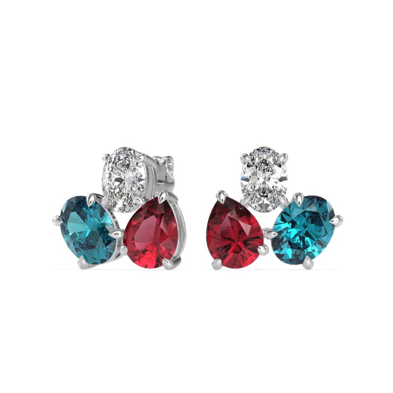 Oval & Pear Trio Stud Earrings