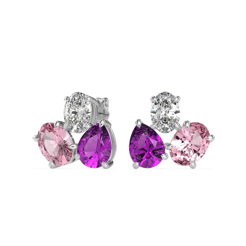 Oval & Pear Trio Stud Earrings