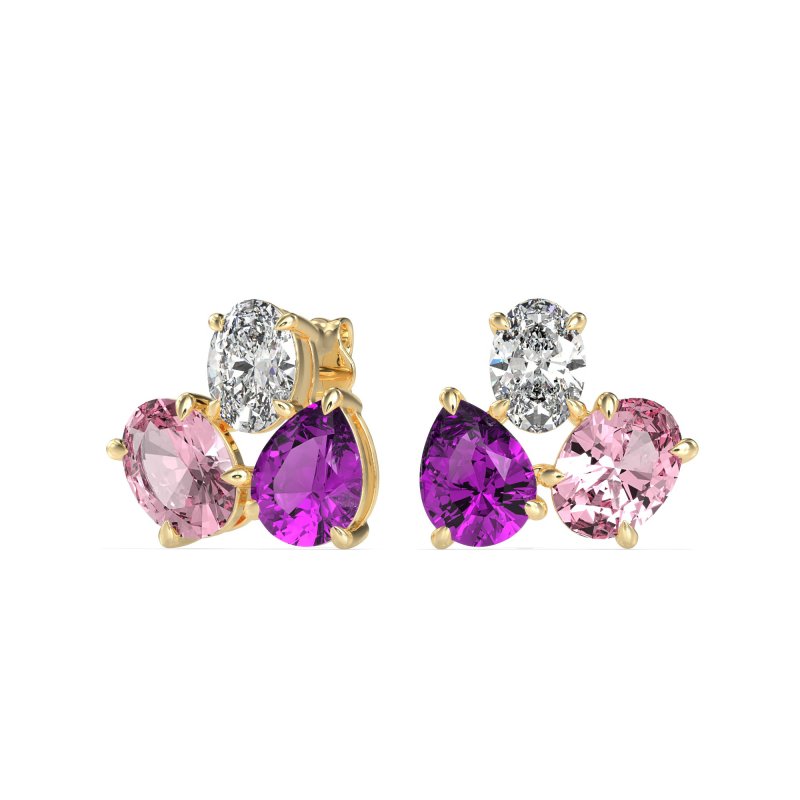Oval & Pear Trio Stud Earrings