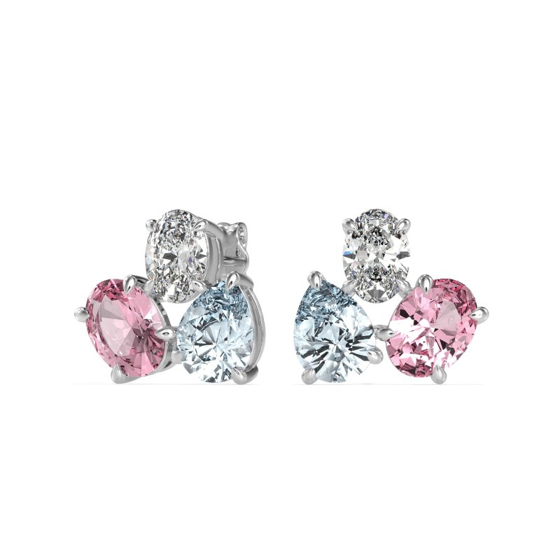 Oval & Pear Trio Stud Earrings
