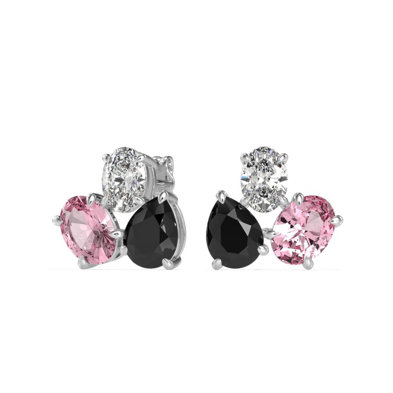 Oval & Pear Trio Stud Earrings