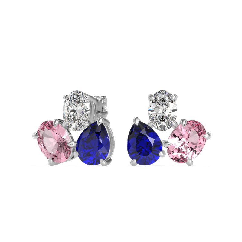Oval & Pear Trio Stud Earrings