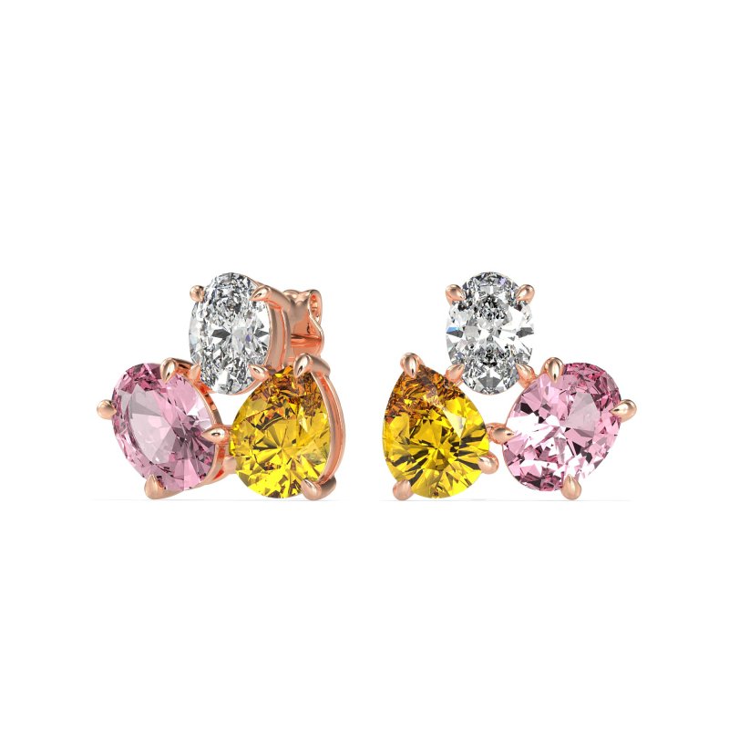 Oval & Pear Trio Stud Earrings