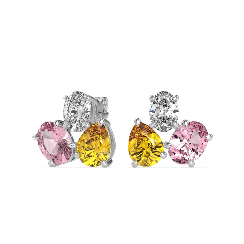 Oval & Pear Trio Stud Earrings