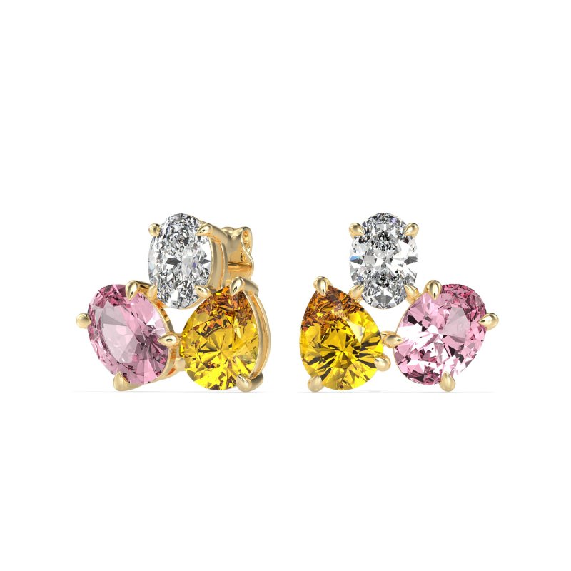 Oval & Pear Trio Stud Earrings