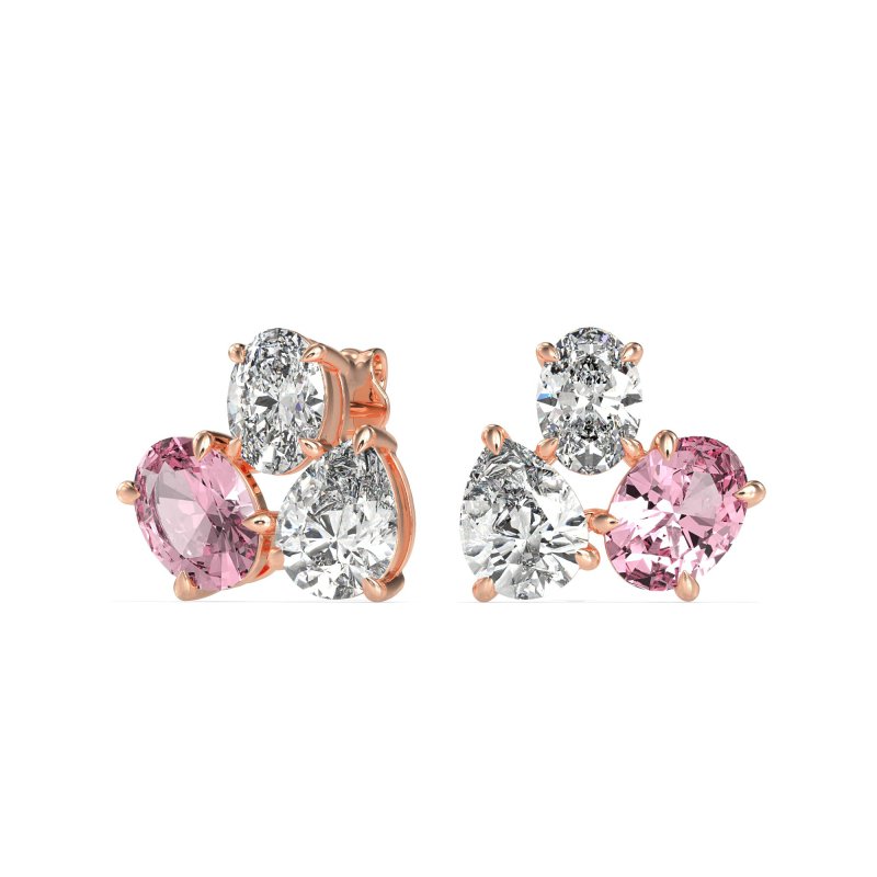 Oval & Pear Trio Stud Earrings