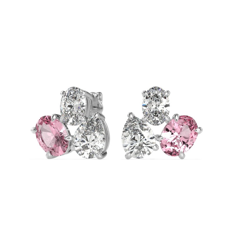 Oval & Pear Trio Stud Earrings