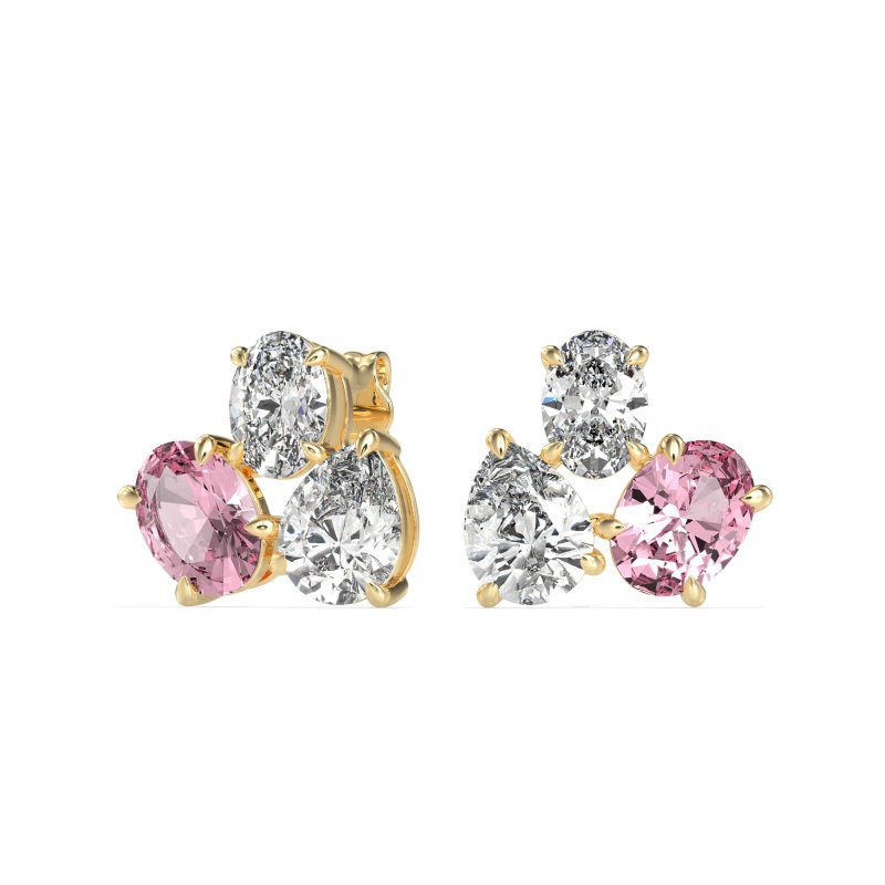 Oval & Pear Trio Stud Earrings