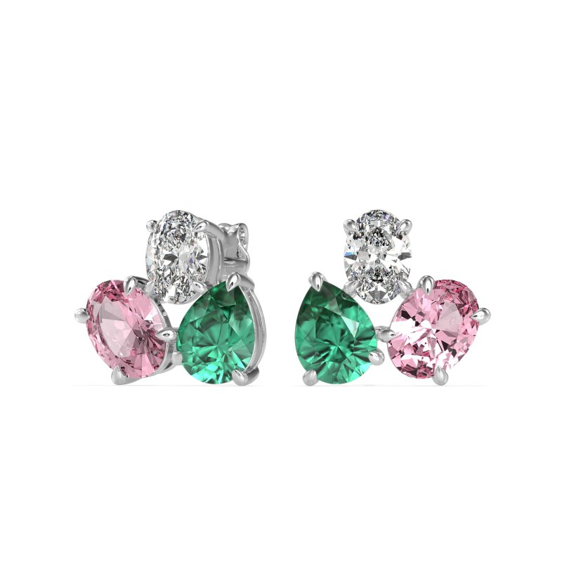 Oval & Pear Trio Stud Earrings