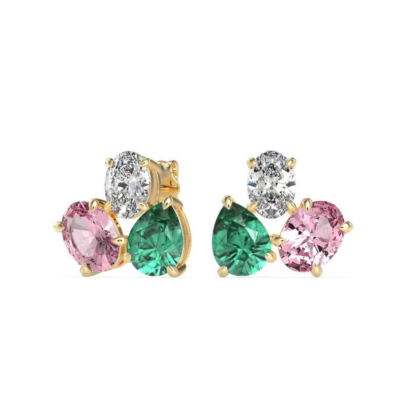 Oval & Pear Trio Stud Earrings